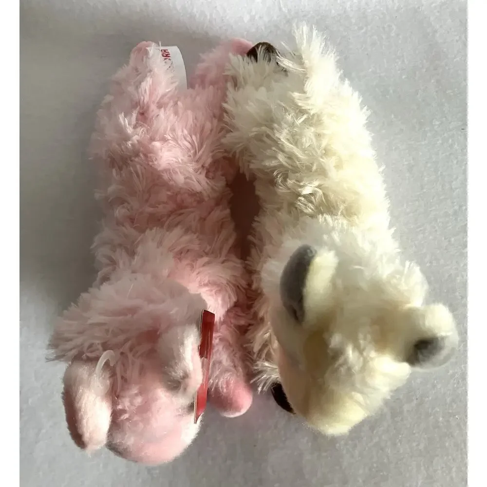 Aurora Stuffed Plush Animals Llamas Pink and Cream Lot of 2